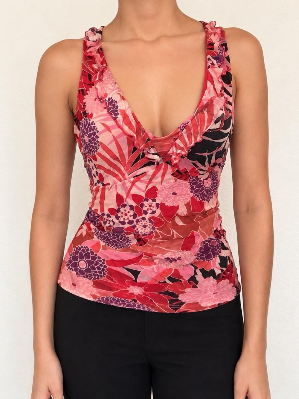 Silk Y2K Fairy Babydoll Feminine Romantic floral top blouse shirt ruffle beaded